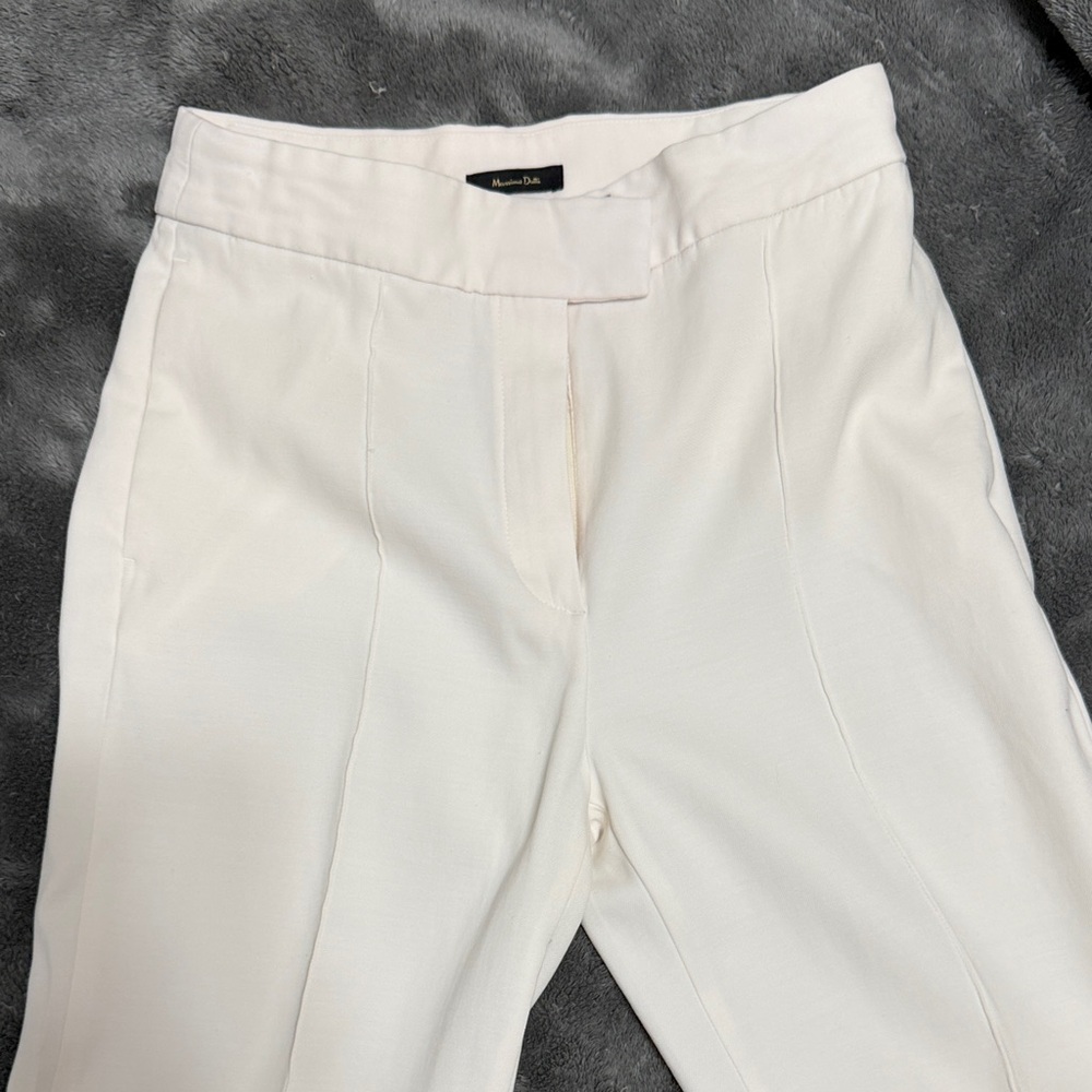 Massimo Dutti Cream High-Waist Tailored Trousers
